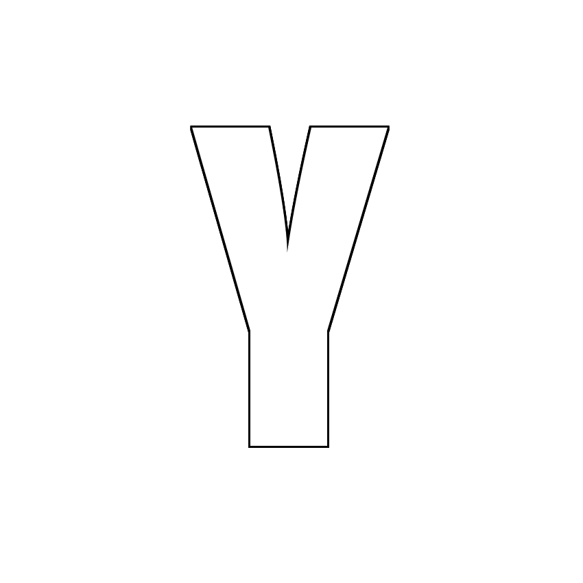 Трафарет, шаблон, контур буквы Y. Заглавная буква.