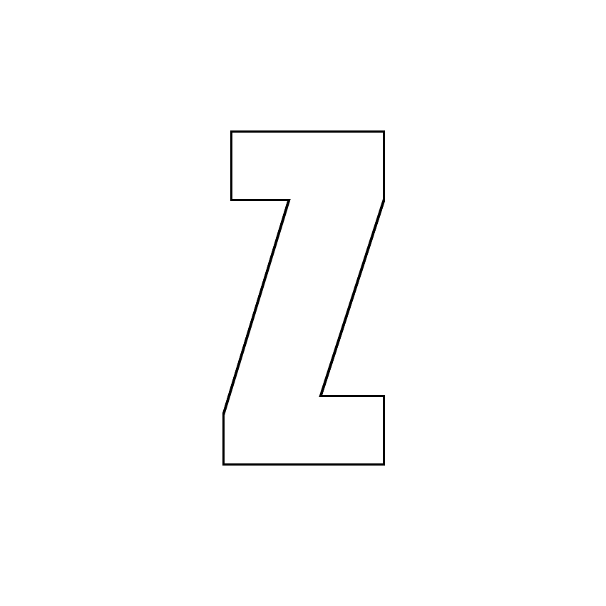 Трафарет, шаблон, контур буквы Z. Заглавная буква.