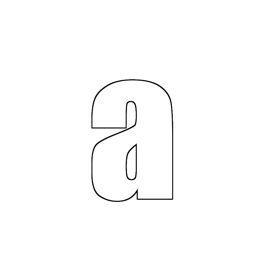 Трафарет, шаблон, контур буквы a. Строчная буква.