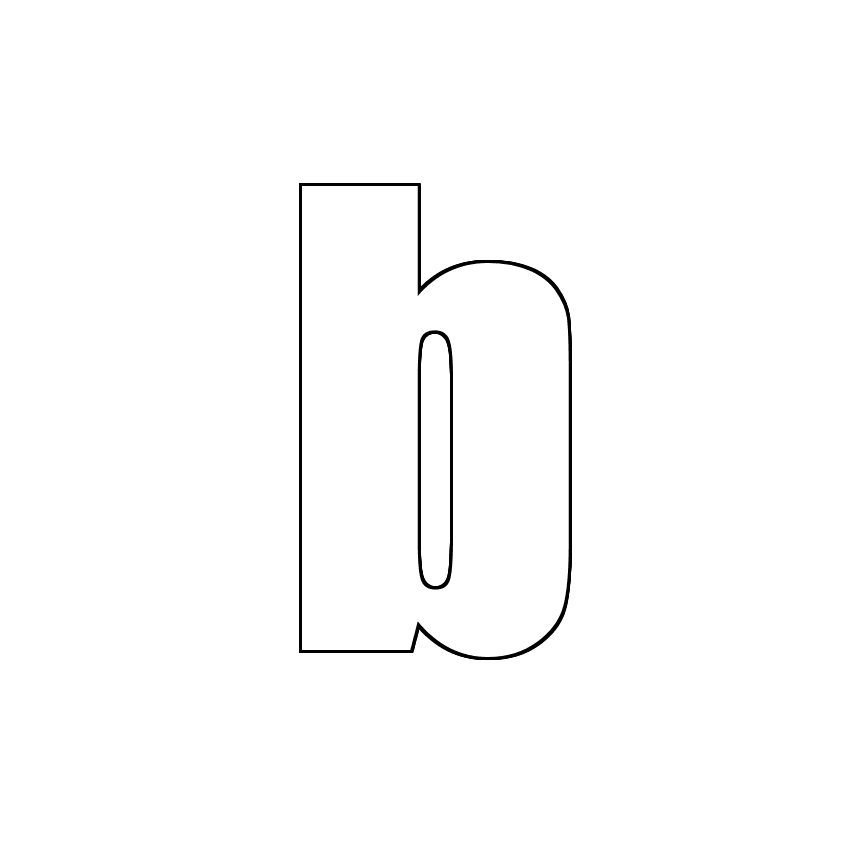Трафарет, шаблон, контур буквы b. Строчная буква.