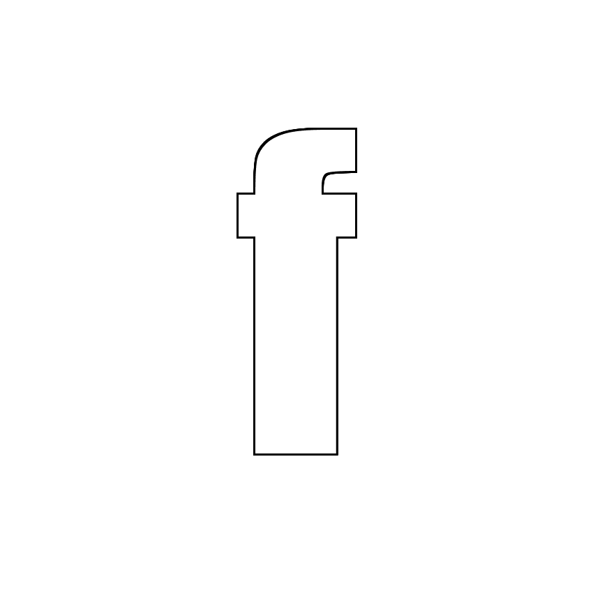Трафарет, шаблон, контур буквы f. Строчная буква.