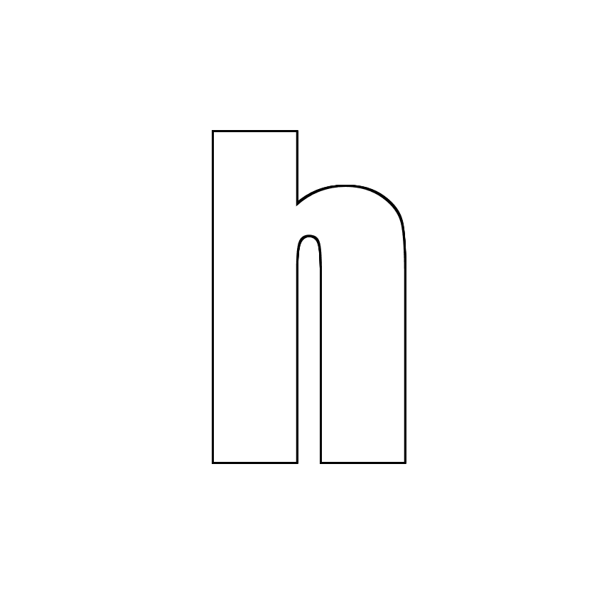 Трафарет, шаблон, контур буквы h. Строчная буква.