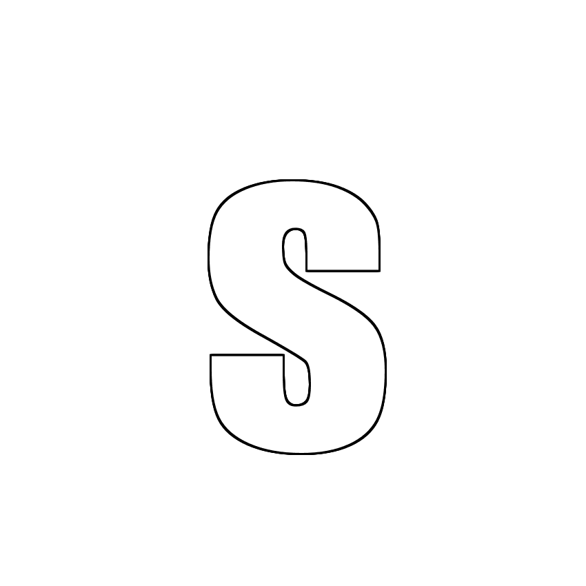 Трафарет, шаблон, контур буквы s. Строчная буква.