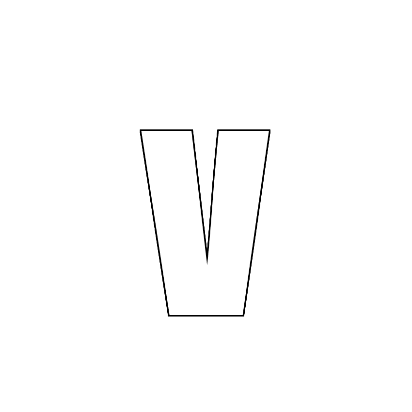 Трафарет, шаблон, контур буквы v. Строчная буква.