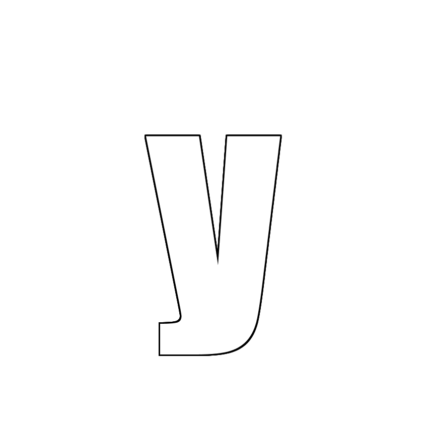Трафарет, шаблон, контур буквы y. Строчная буква.