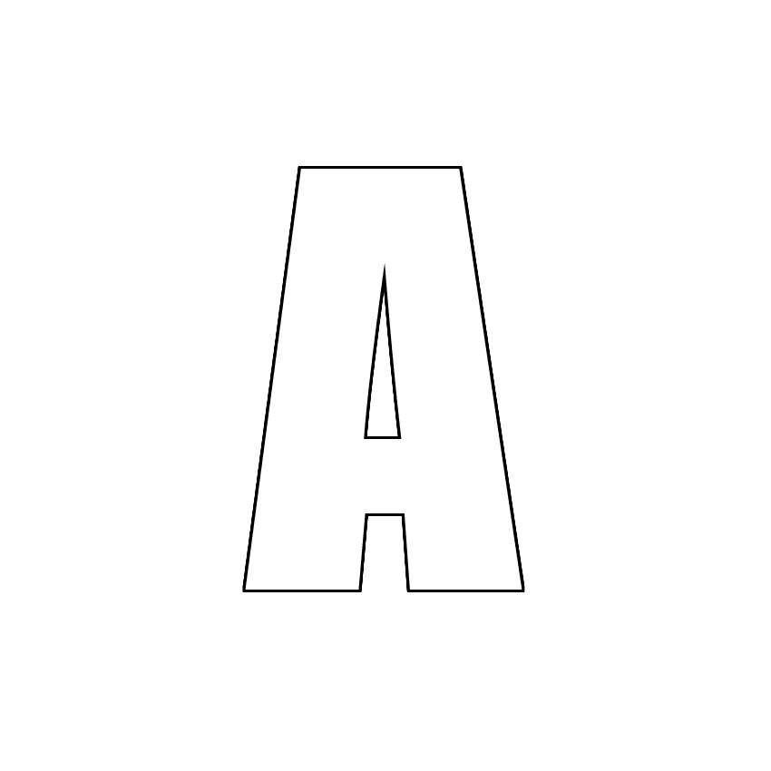 Трафарет, шаблон, контур буквы А. Заглавная буква.