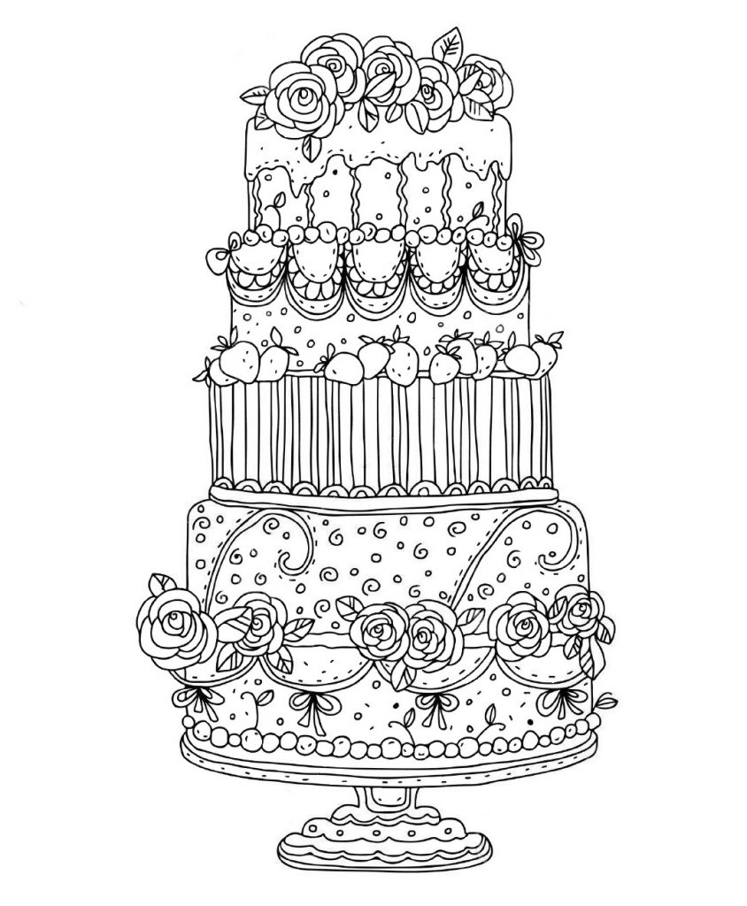 раскраски про торт и кусочки торта