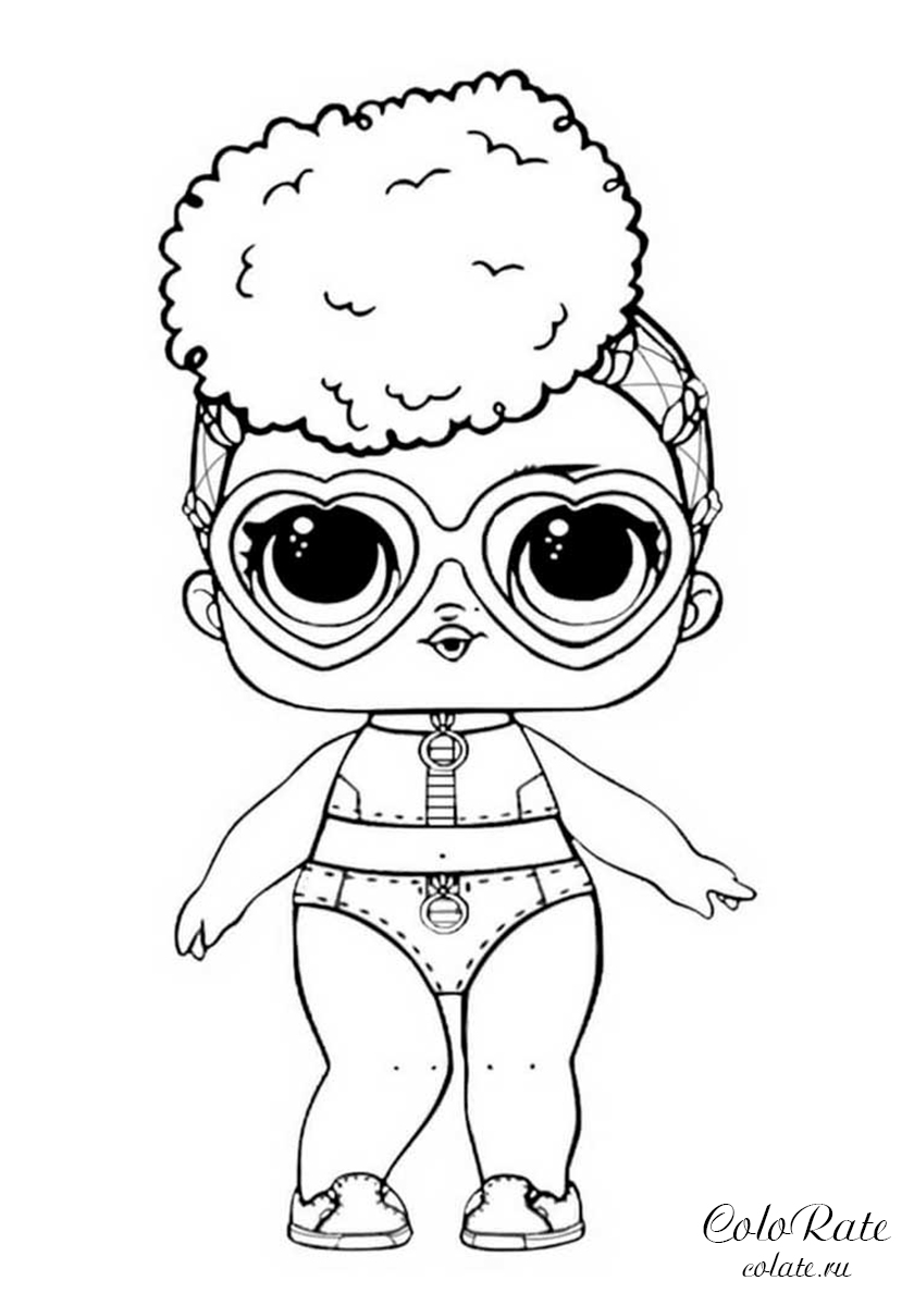 Раскраска лол для девочки с куклой Rip Tide, раскраски куклы лол.