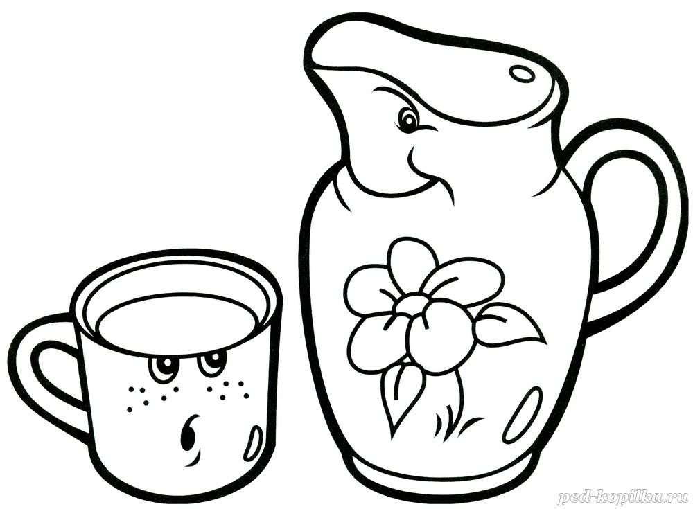 Раскраски с изображениями посуды для девочек
