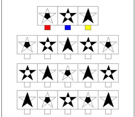 Найди одинаковые фигуры и закрась цветами по примеру верхнего ряда