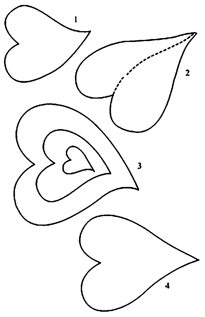 Контуры сердец и валентинок для вырезания, поделок и аппликаций