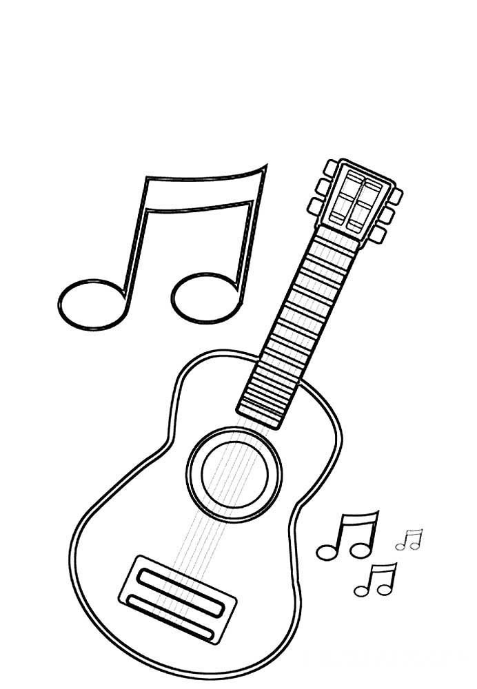Раскраски со струнными музыкальными инструментами. Гитара