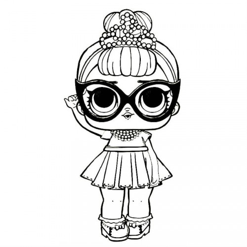 Раскраска кукла It Baby, раскраски лол, кукла с диадемой и очками