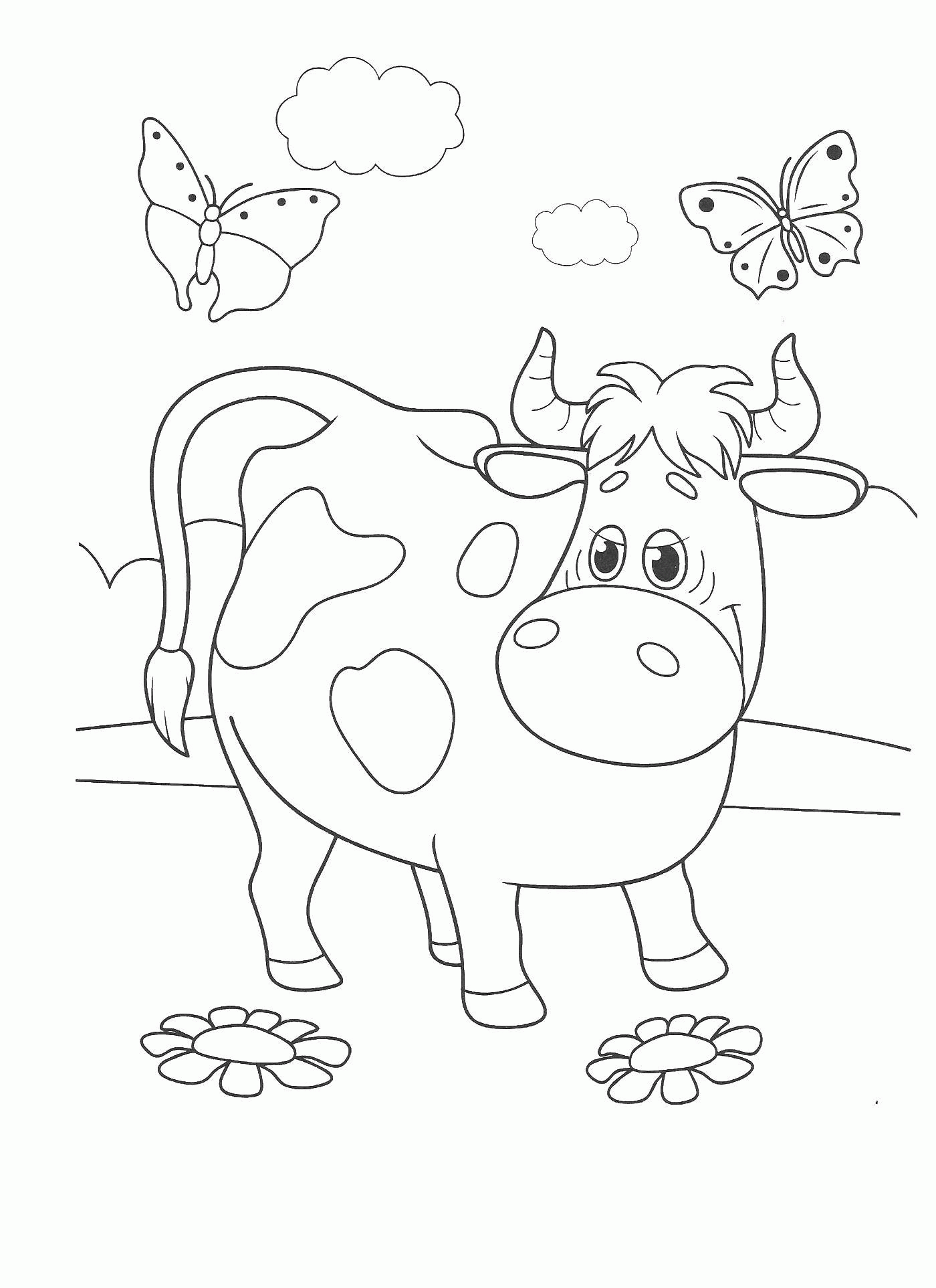 Раскраски с домашними животными. Корова буренка для мальчиков и девочек