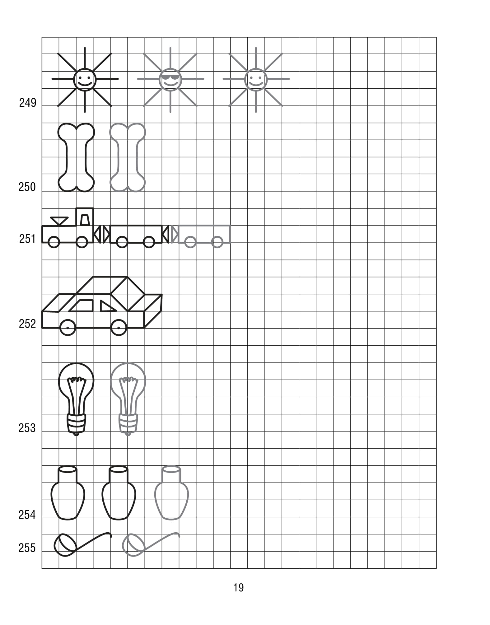 Продолжи узор по клеточкам. Нарисуй по образцу
