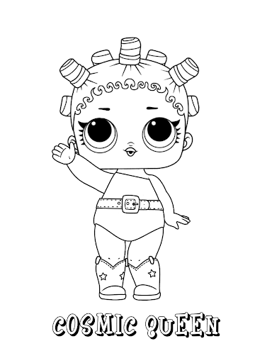 Раскраска кукла lol Cosmic Queen скачать для девочки. раскраски куклы лол печать