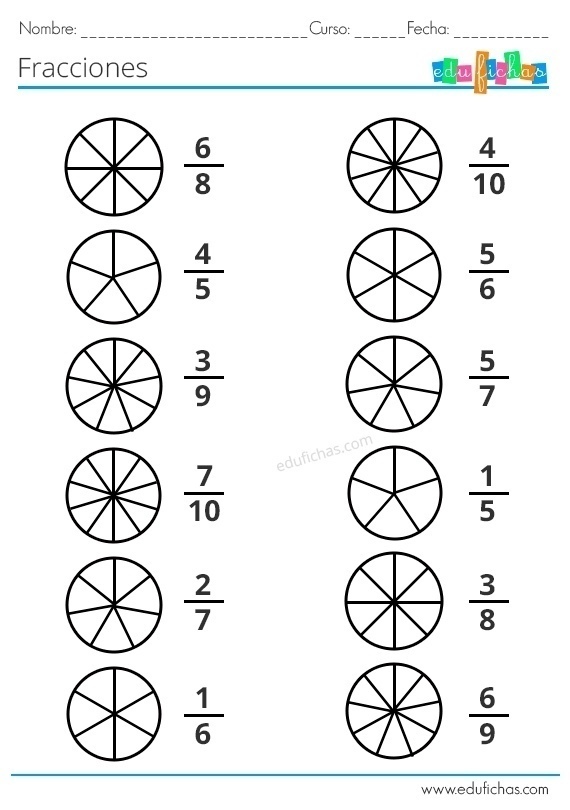 Задания на обычные дроби. Круг разделен на части и нужно определить какая это...