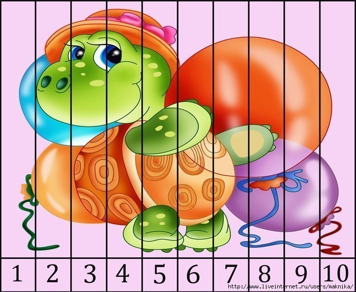 Разрежьте картинку на полоски и попросите ребенка собрать по порядку. Задания...