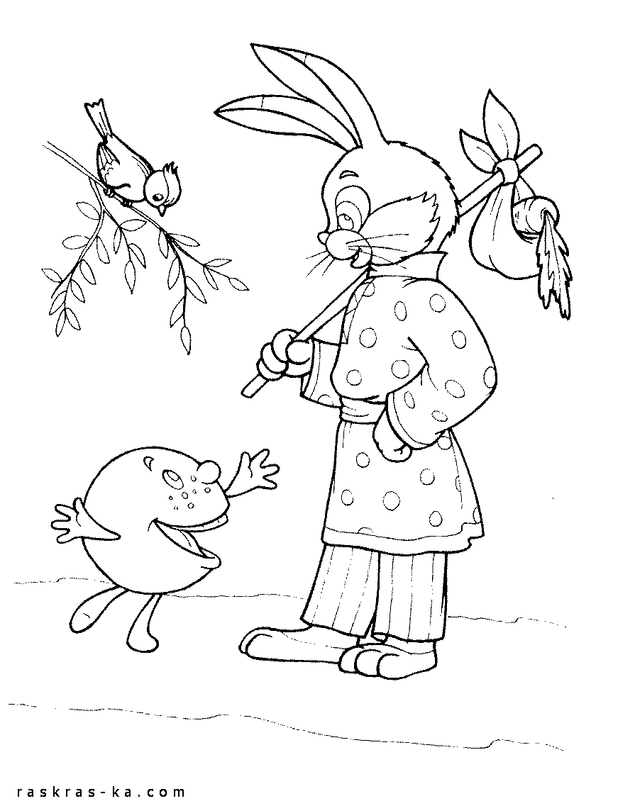 Раскраска колобок для детей распечатать в хорошем качестве 