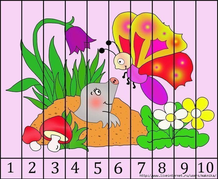 Разрежьте картинку на полоски и попросите ребенка собрать по порядку. Задания...