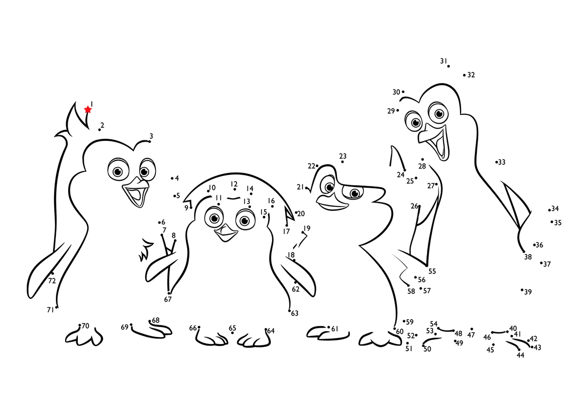 Соедини по цифрам и получи пингвина. Зимние раскраски