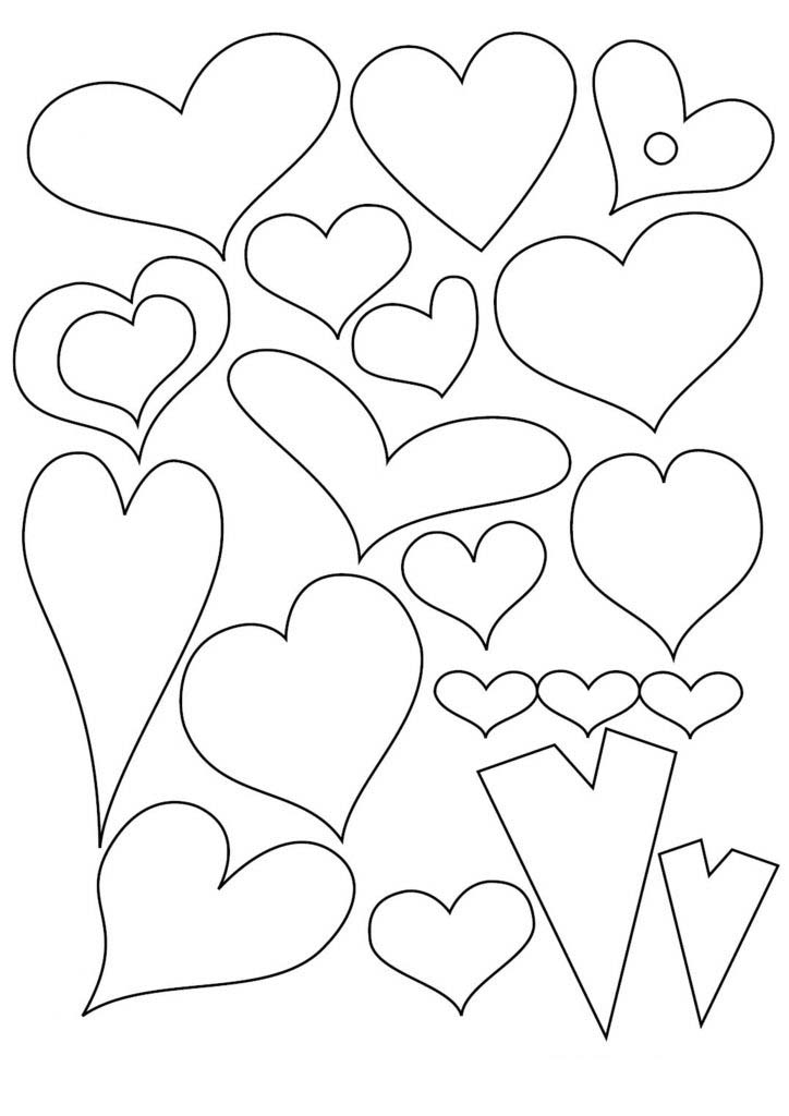 Контуры сердец и валентинок для вырезания, поделок и аппликаций