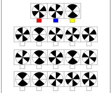 Найди одинаковые фигуры и закрась цветами по примеру верхнего ряда