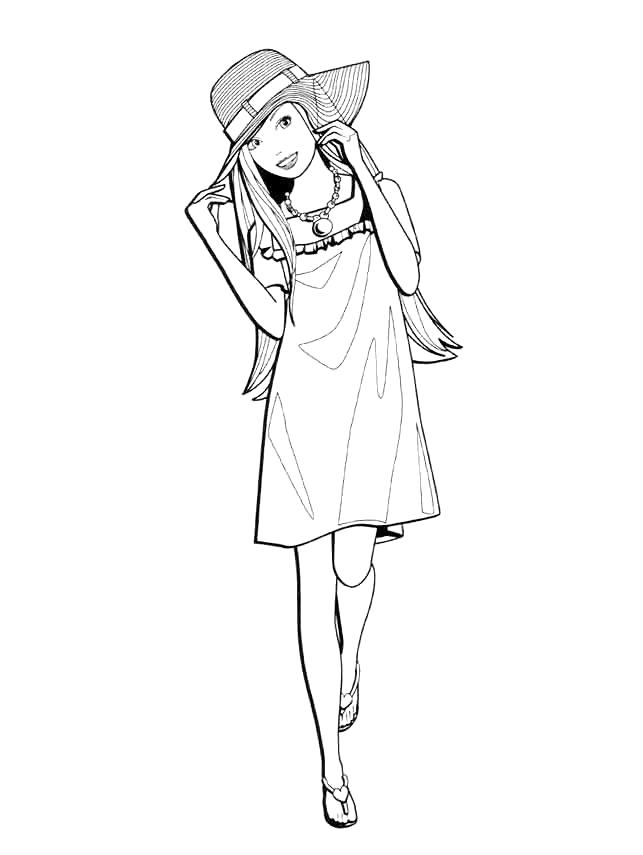 Раскраски с модными девчонками в красивых платьях 