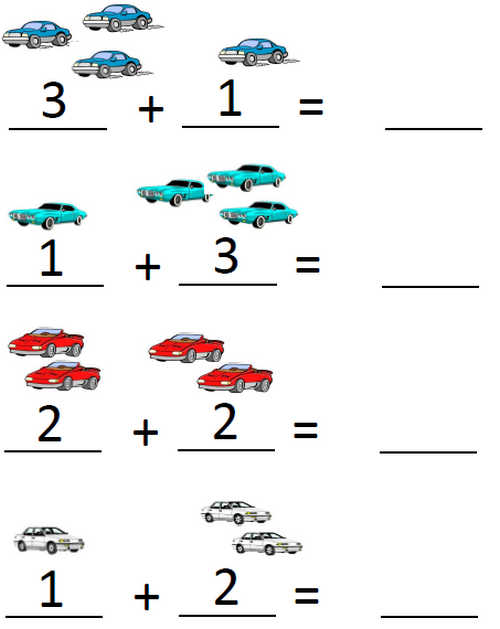 Задания по математике на сложение. Сосчитай предметы и скажи сколько их в сумме.
