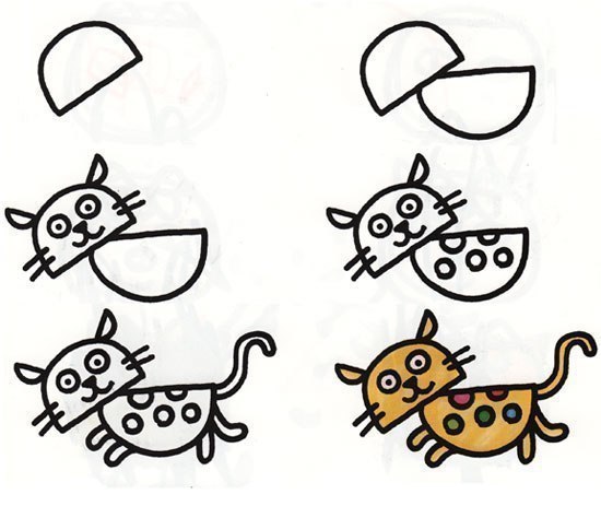 Учимся рисовать поэтапно. Как нарисовать. Схемы для рисования животных. 