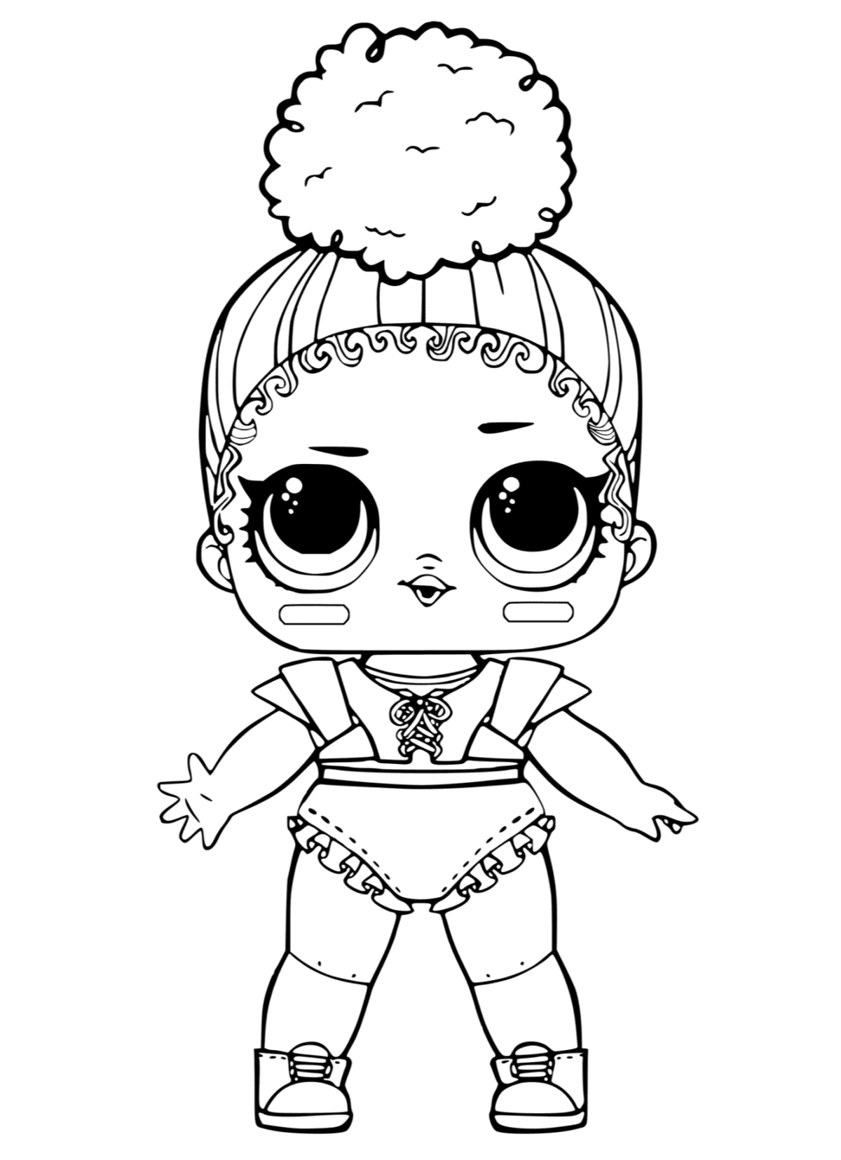 Раскраска лол для девочки с куклой  Touchdown, раскраски лол.