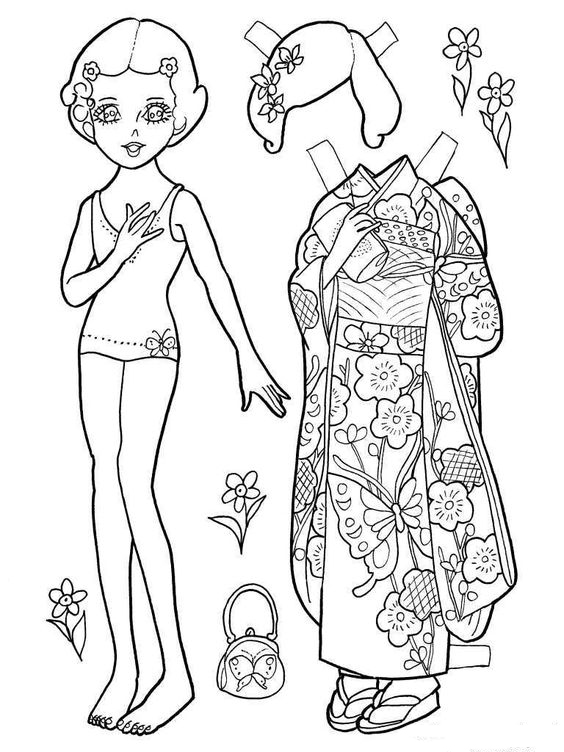 Платья кукол для вырезания. Вырежи одежду, раскрась ее и одень куклу. 