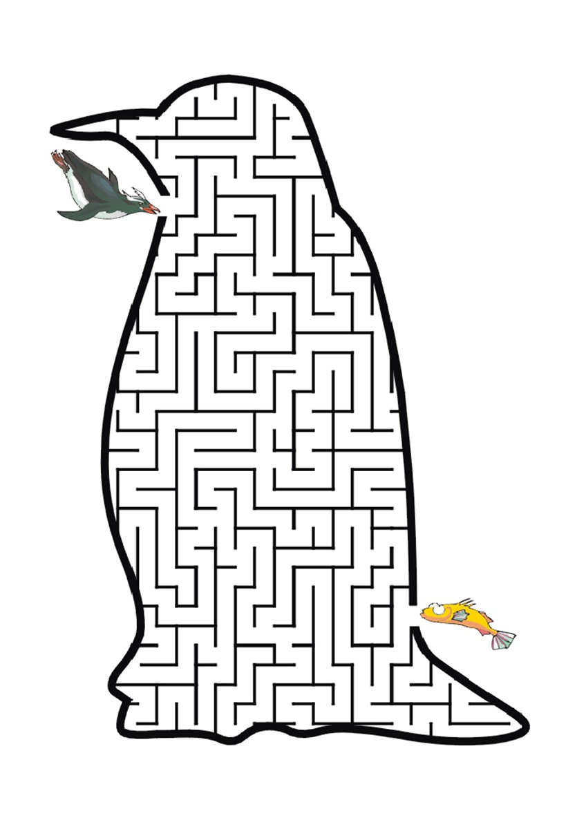 Пройди лабиринт с пингвинами