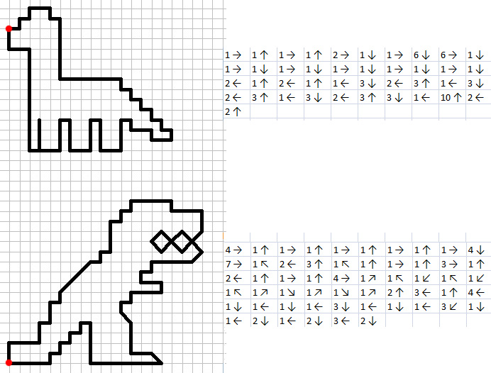 Графические диктанты с предметами и животными для детей скачать и распечатать...