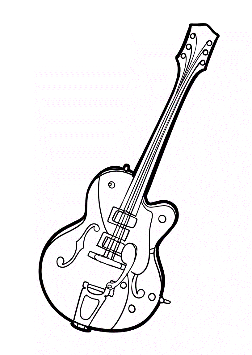 Раскраски со струнными музыкальными инструментами. Гитара