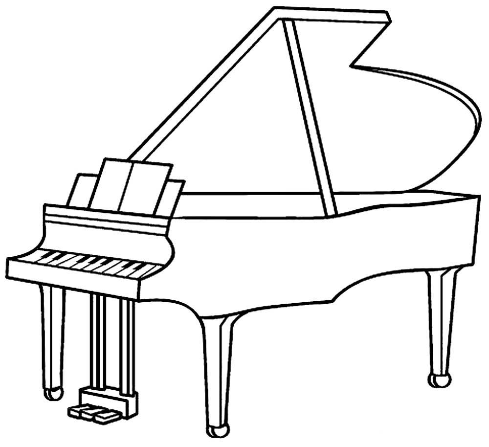 Скачать бесплатно раскраску рояль. Музыкальный инструмент