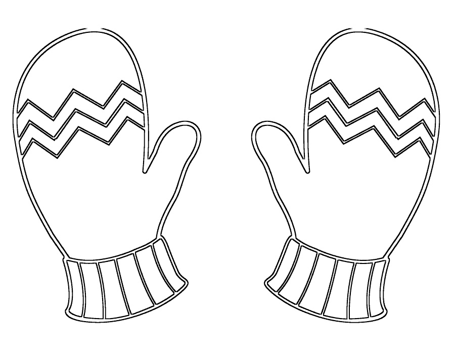 Раскраски с зимней одеждой. Варежки с узорами