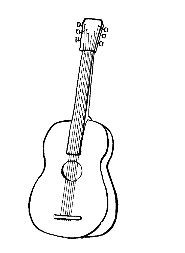 Раскраски со струнными музыкальными инструментами. Гитара