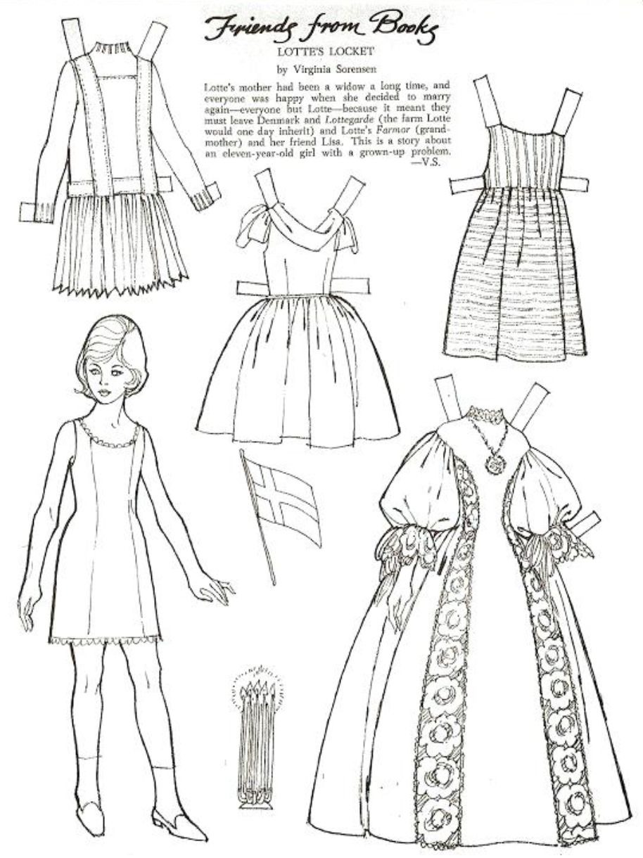 Куклы и их бумажные платья. Вырежи платье и одень куклу