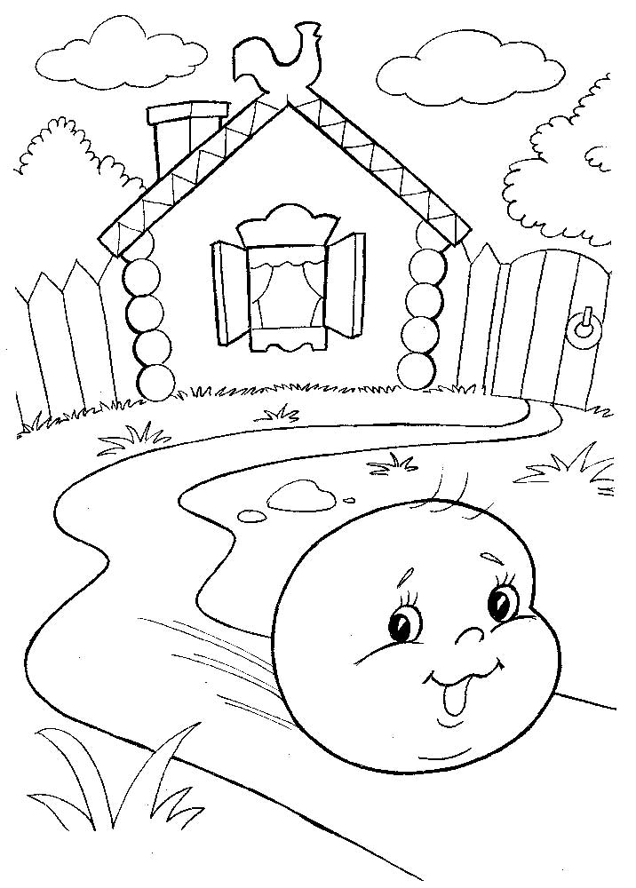 Раскраска колобок для детей распечатать в хорошем качестве 