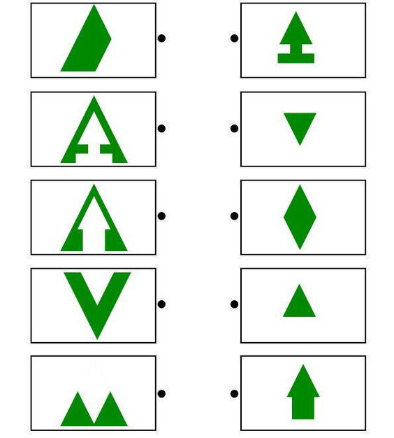 Собери фигуру из двух половинок. Задания на логику.