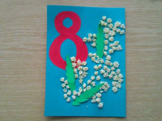 Поделки на 8 марта из цветной бумаги и пластелина