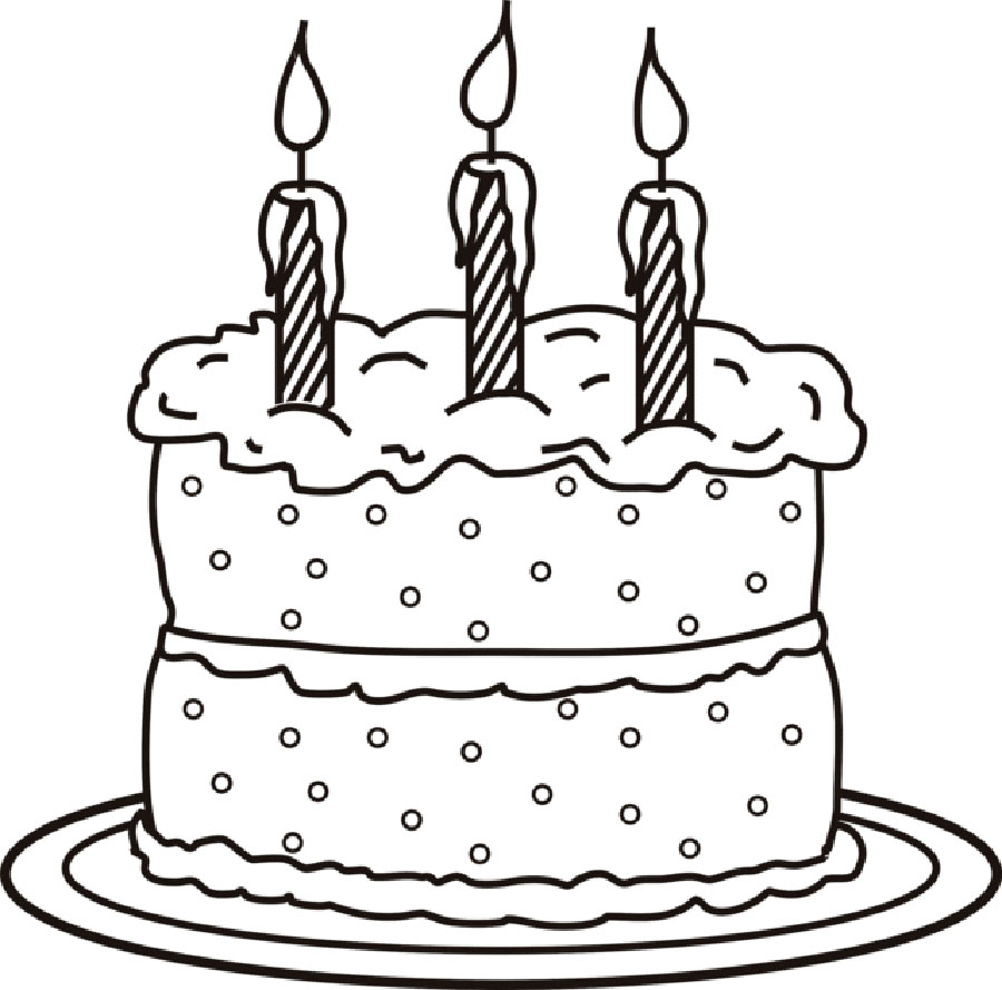 раскраски с тортом на день рождения