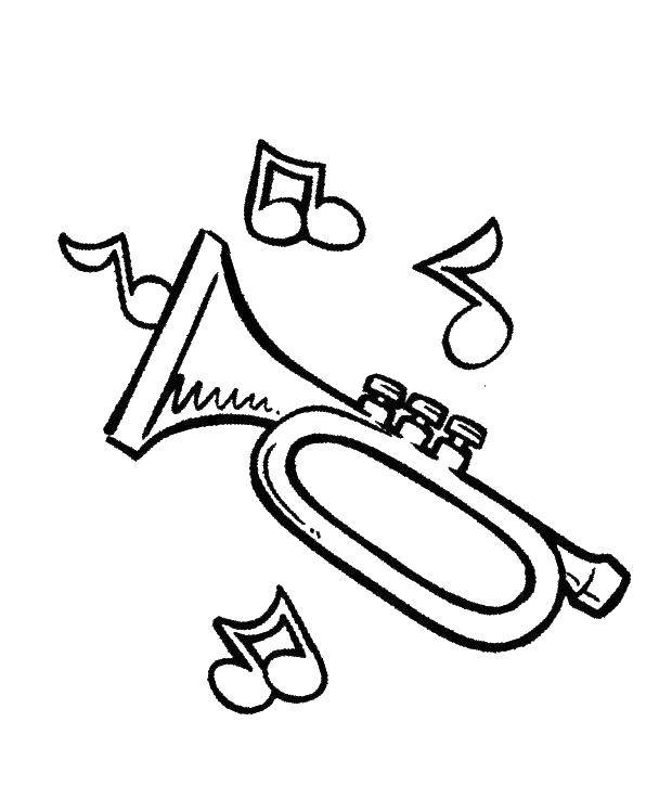 Духовые музыкальные инструменты для детей.  Раскраски с трубой