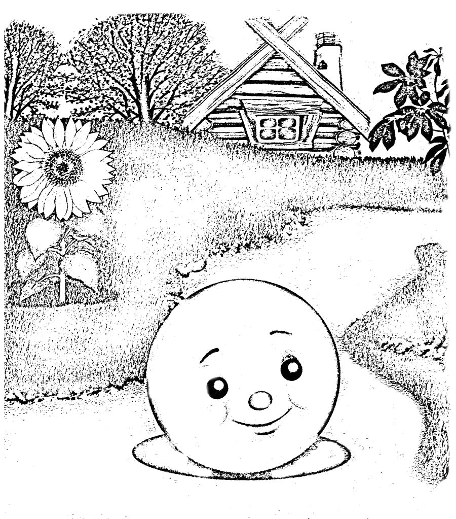 Раскраска колобок для детей распечатать в хорошем качестве 