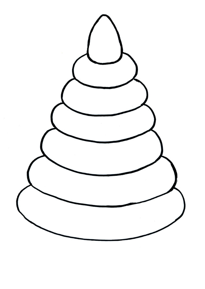 Детская пирамидка. Раскраска для ребенка