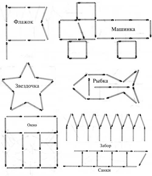 Картотека фигур из счетных палочек для развития мелкой моторики и внимательно...