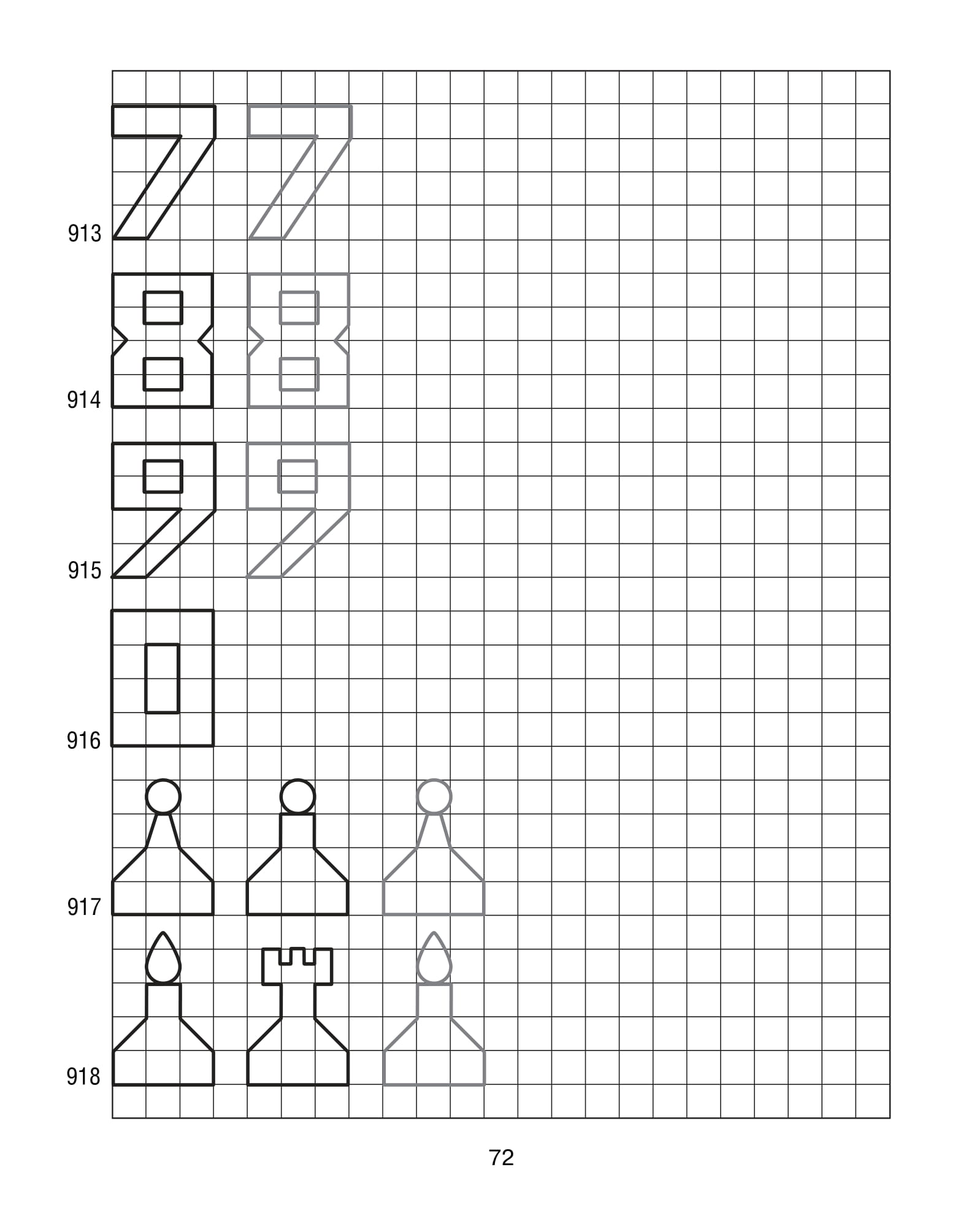 Продолжи узор по клеточкам. Нарисуй по образцу
