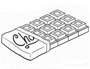 Шоколадки. Раскраски с плитками шоколада и шоколадными конфетами