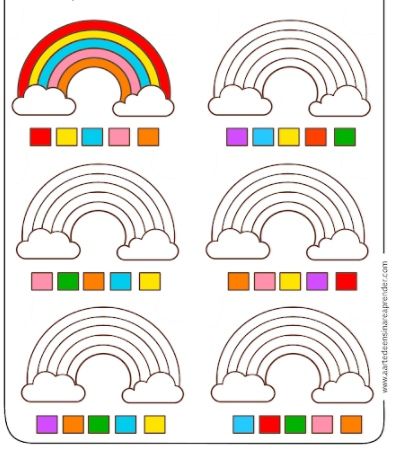 Задания где нужно продолжить цветовой ряд по образцу